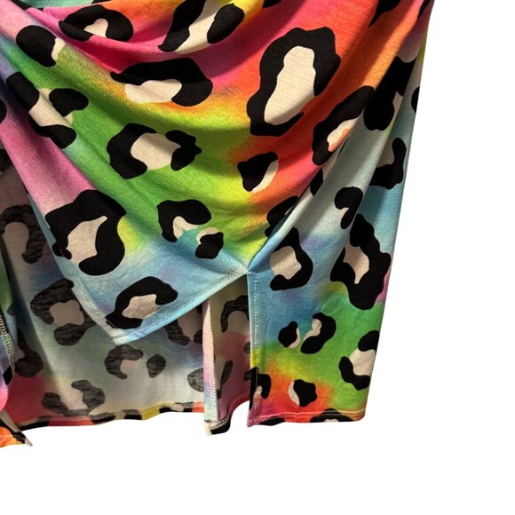 HoneymE Curvy Rainbow Leopard Print Top Sz XL blouse tunic multi - Picture 7 of 12